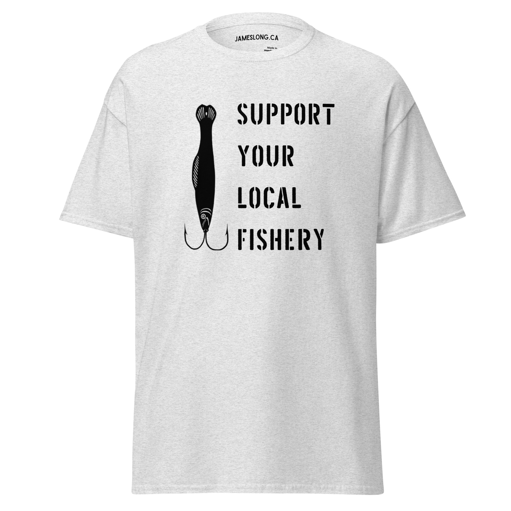 SUPPORT YOUR LOCAL FISHERY (Black Logo) Unisex classic tee - Image 13