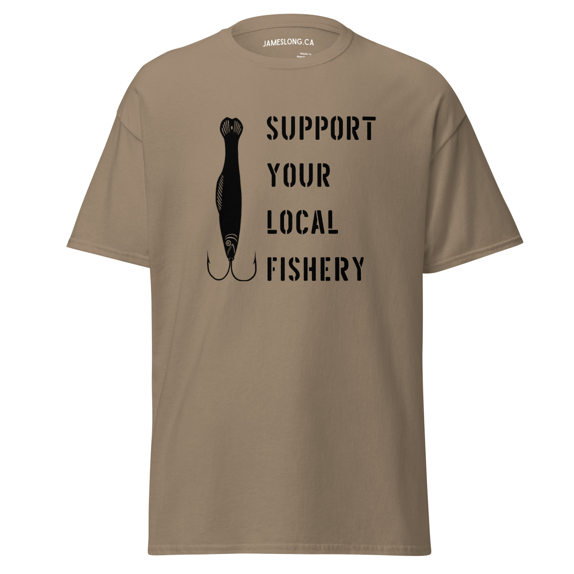 SUPPORT YOUR LOCAL FISHERY (Black Logo) Unisex classic tee - Image 5