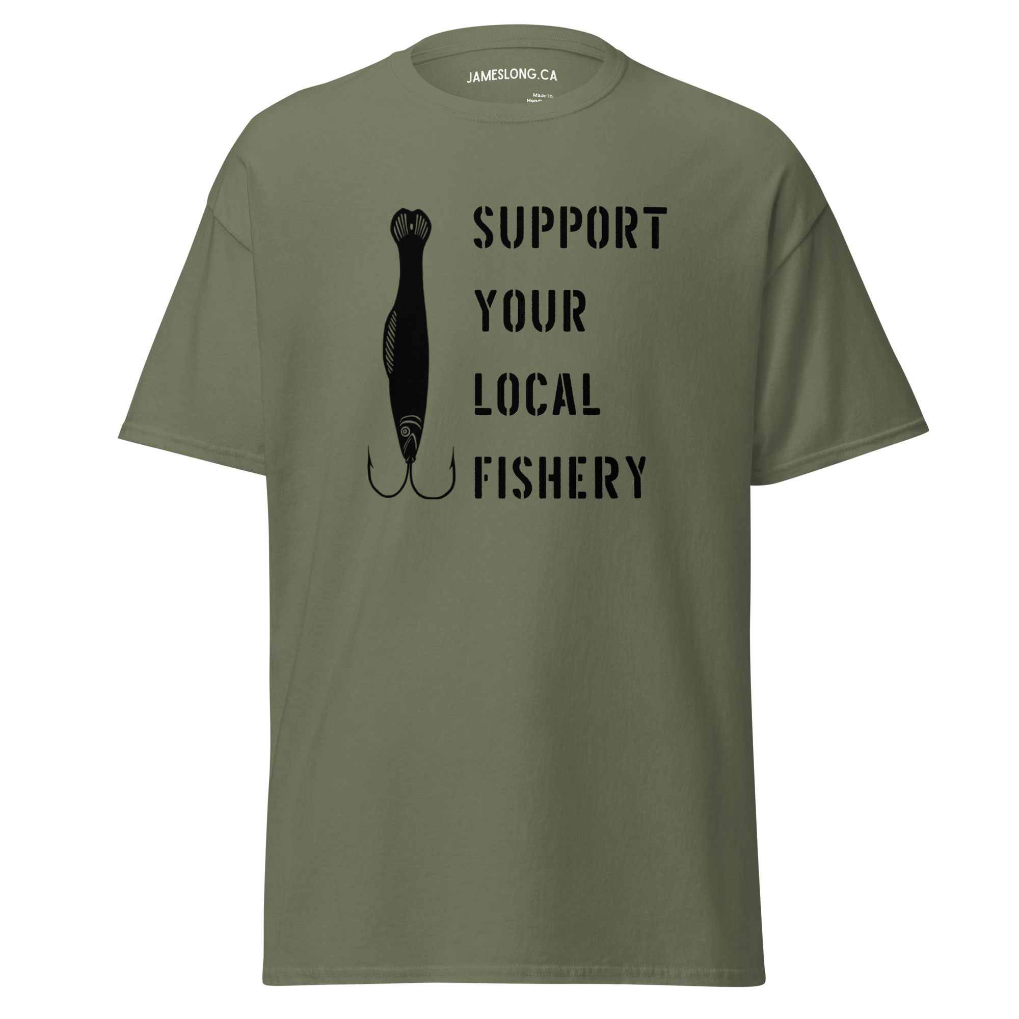 SUPPORT YOUR LOCAL FISHERY (Black Logo) Unisex classic tee