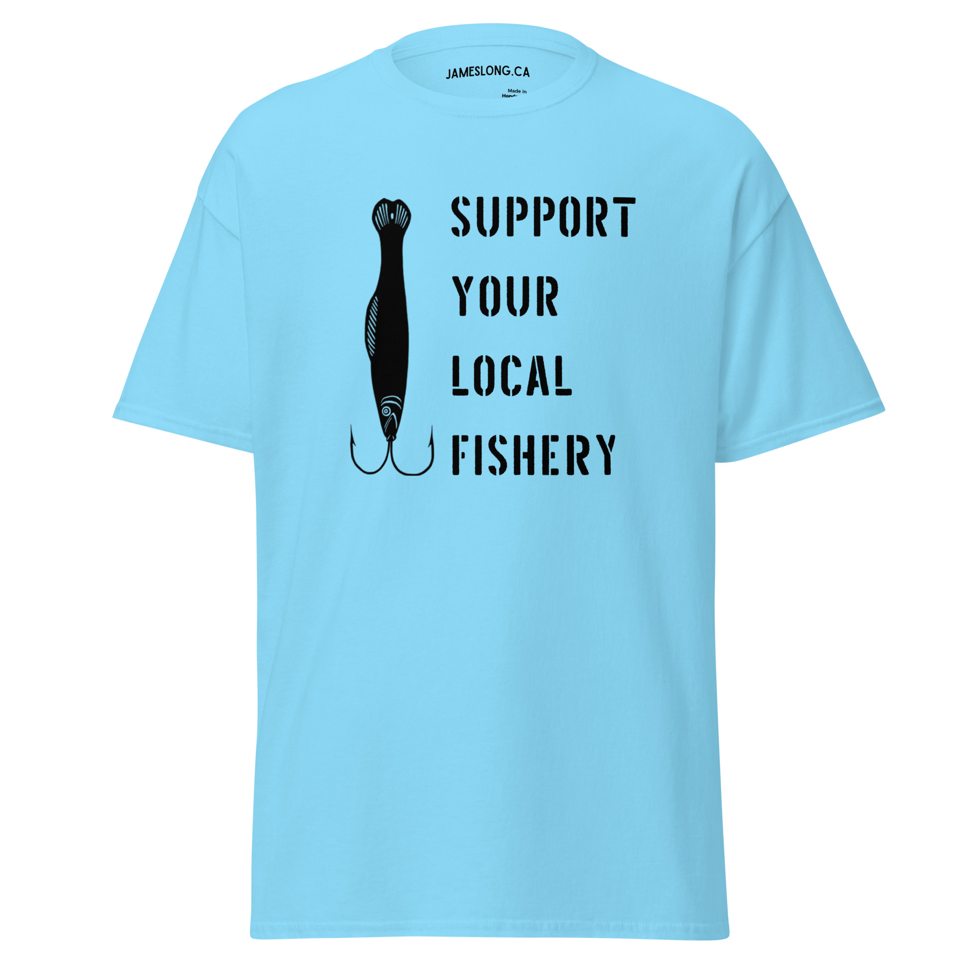 SUPPORT YOUR LOCAL FISHERY (Black Logo) Unisex classic tee - Image 10