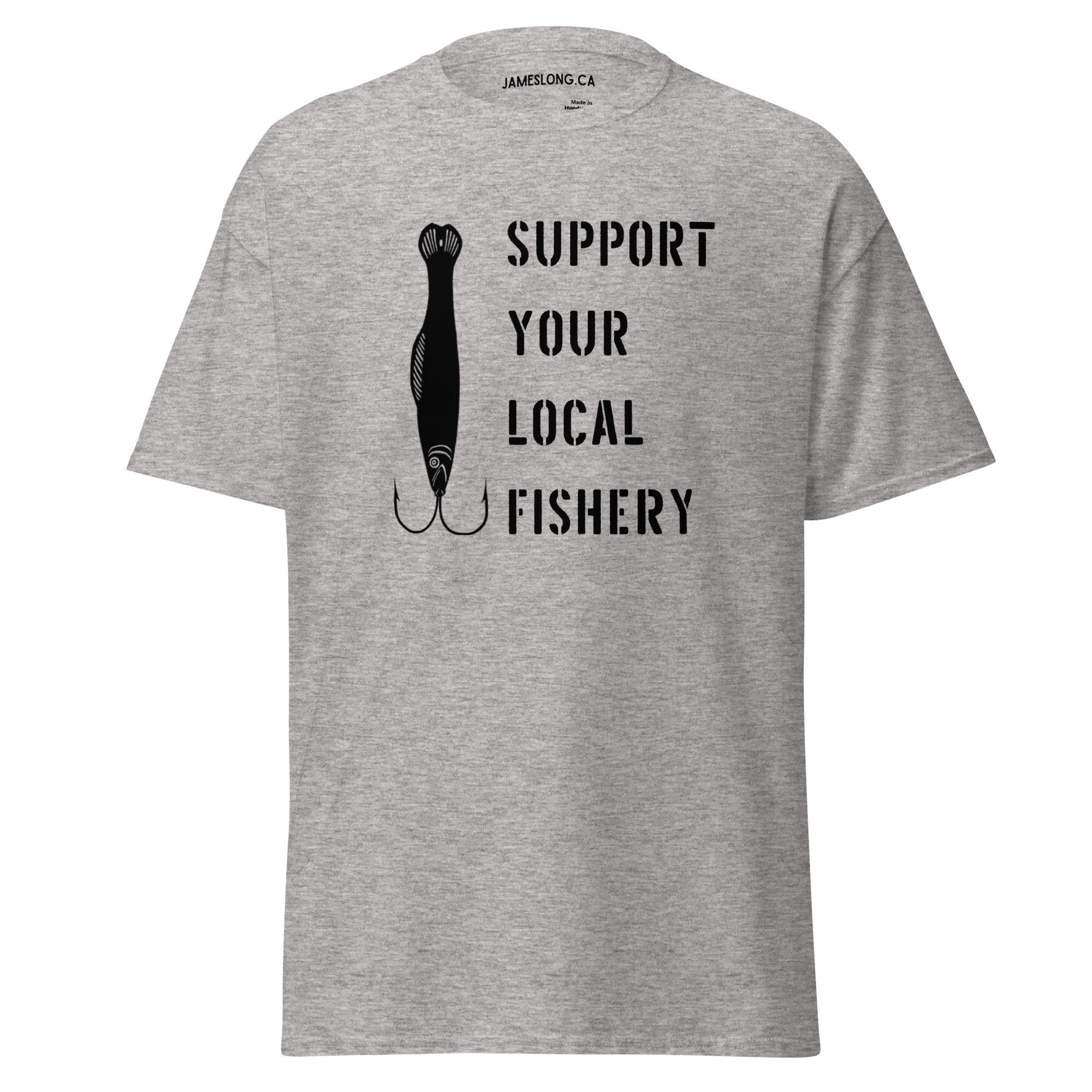 SUPPORT YOUR LOCAL FISHERY (Black Logo) Unisex classic tee - Image 9