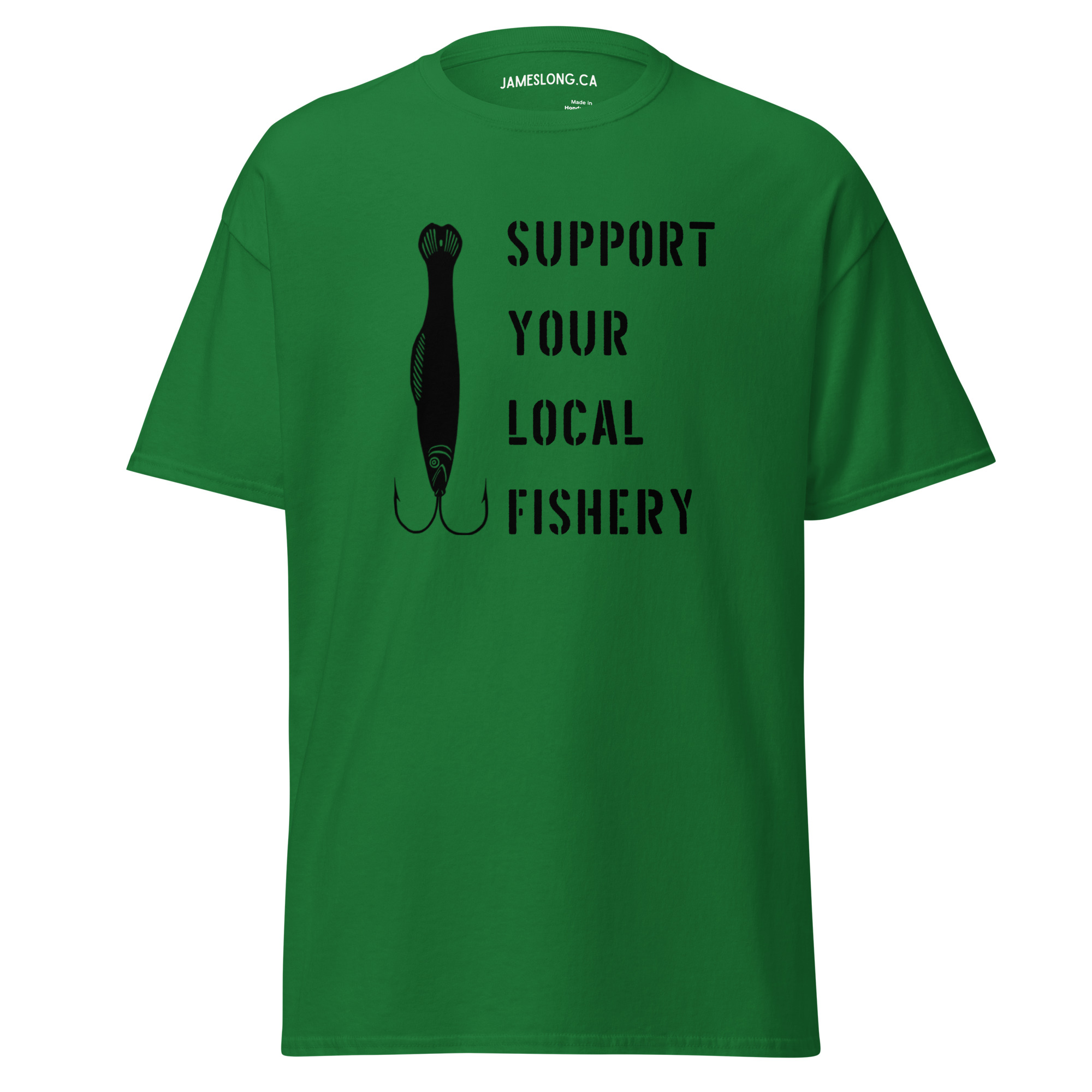 SUPPORT YOUR LOCAL FISHERY (Black Logo) Unisex classic tee - Image 3