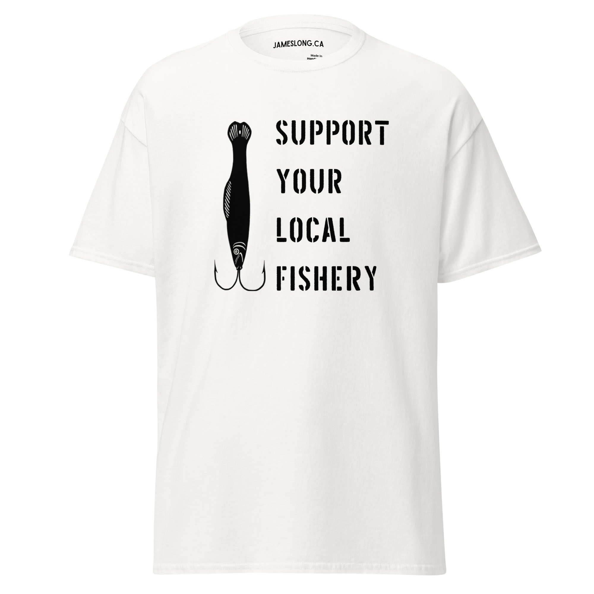 SUPPORT YOUR LOCAL FISHERY (Black Logo) Unisex classic tee - Image 14