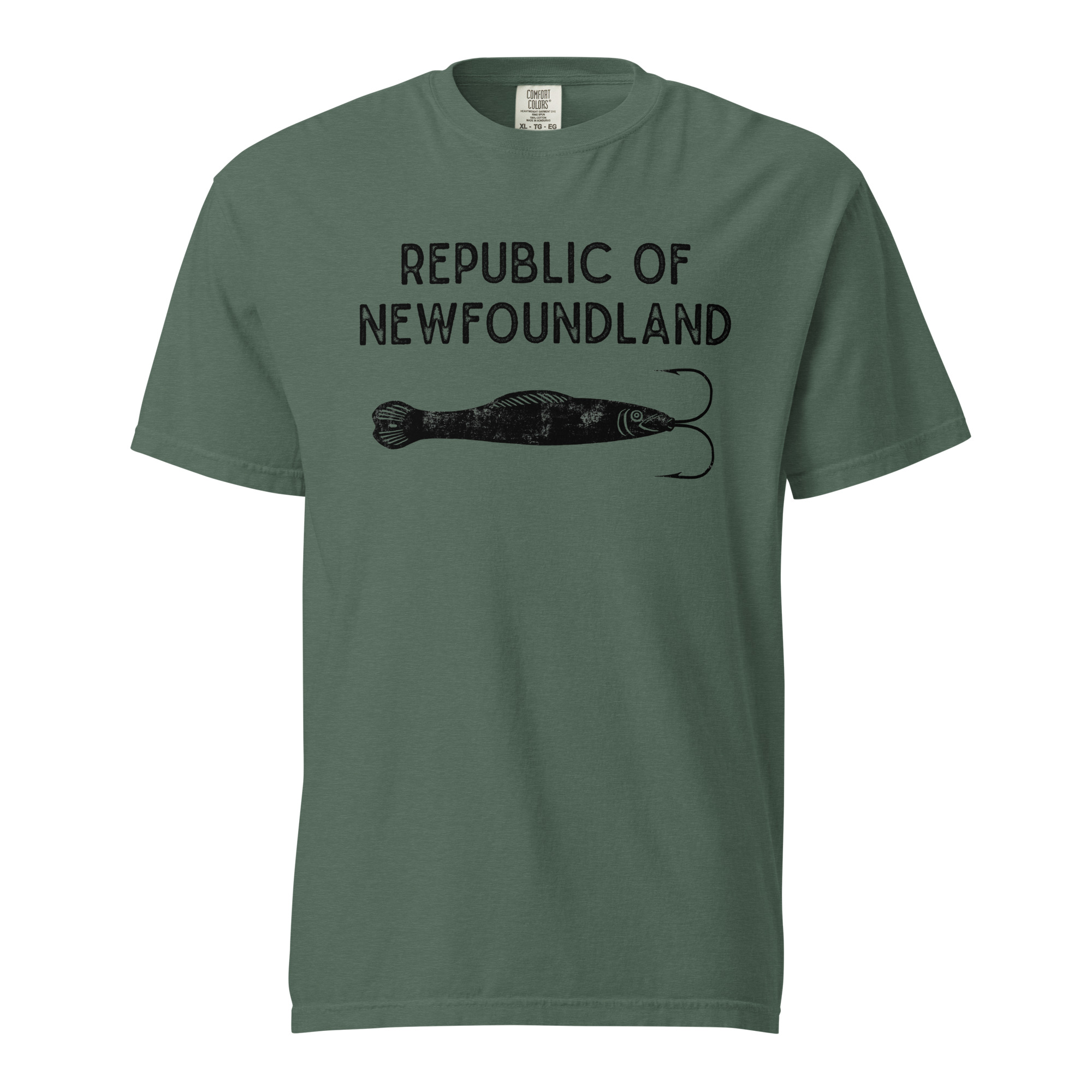 REPUBLIC OF NEWFOUNDLAND: JIGGER (Black) Unisex garment-dyed heavyweight t-shirt - Image 5
