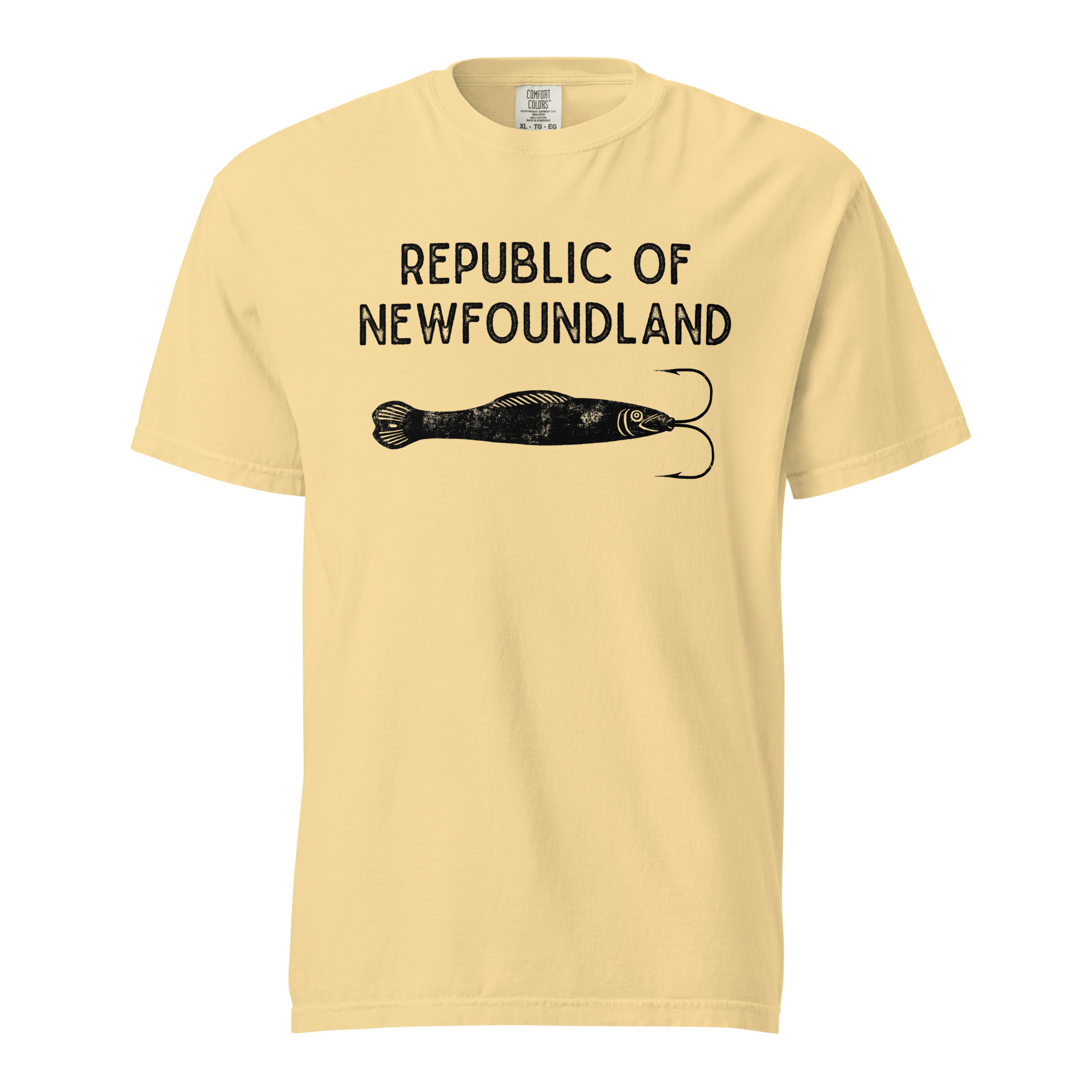 REPUBLIC OF NEWFOUNDLAND: JIGGER (Black) Unisex garment-dyed heavyweight t-shirt - Image 27