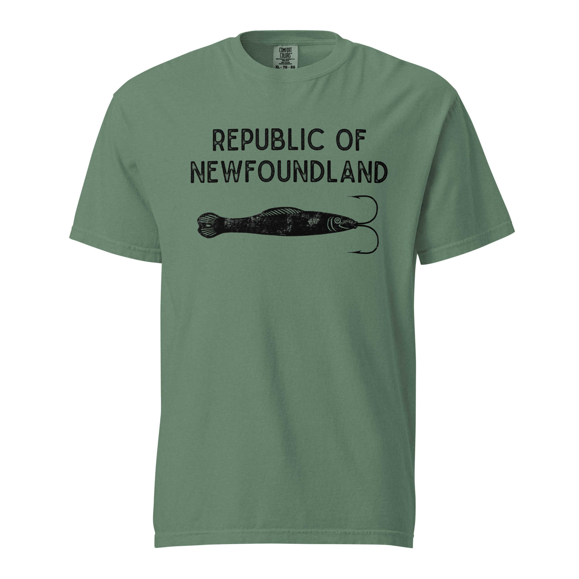REPUBLIC OF NEWFOUNDLAND: JIGGER (Black) Unisex garment-dyed heavyweight t-shirt - Image 11