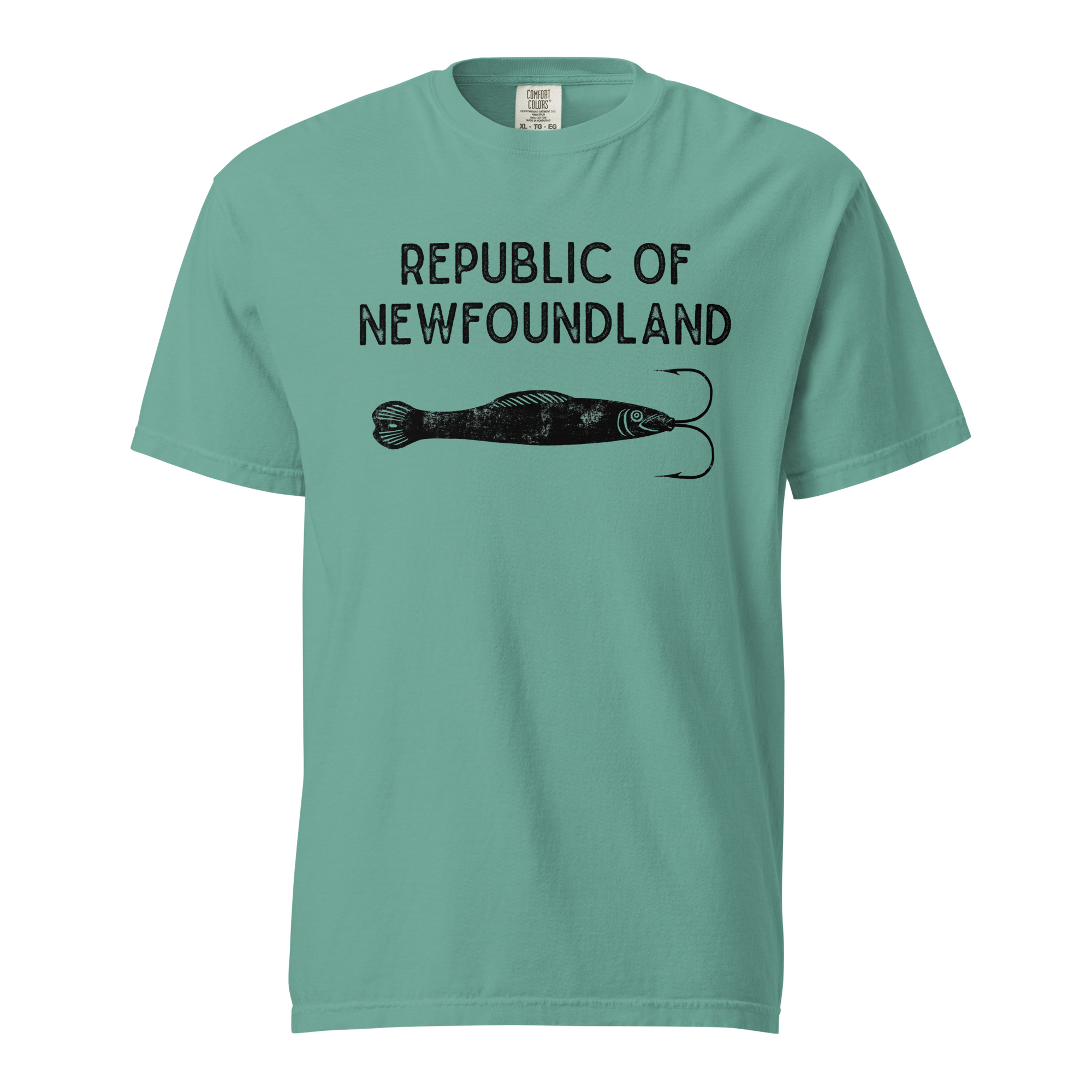 REPUBLIC OF NEWFOUNDLAND: JIGGER (Black) Unisex garment-dyed heavyweight t-shirt - Image 19