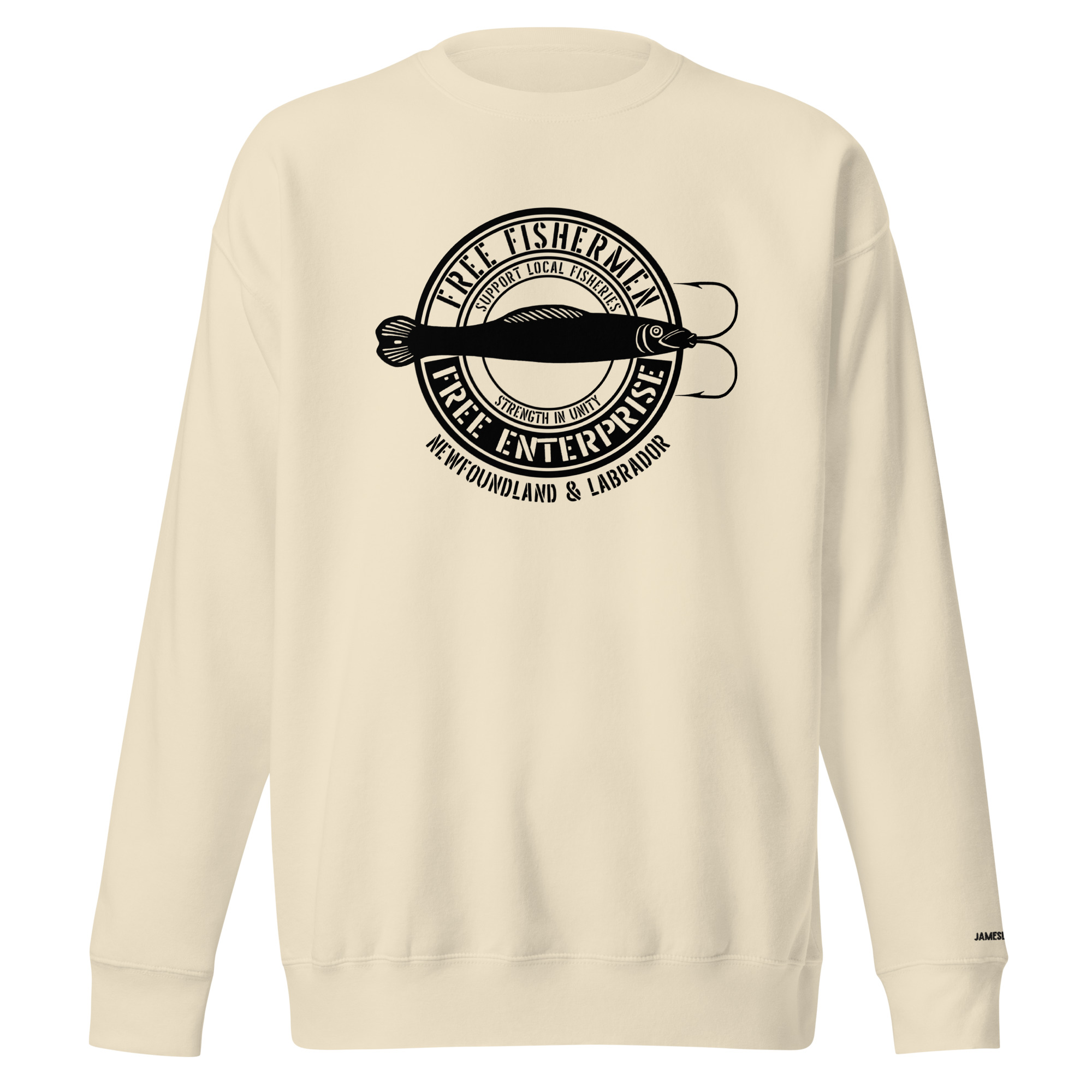 JIGGER: FREE FISHERMEN FREE ENTERPRISE NL Black Logo Unisex Premium Sweatshirt
